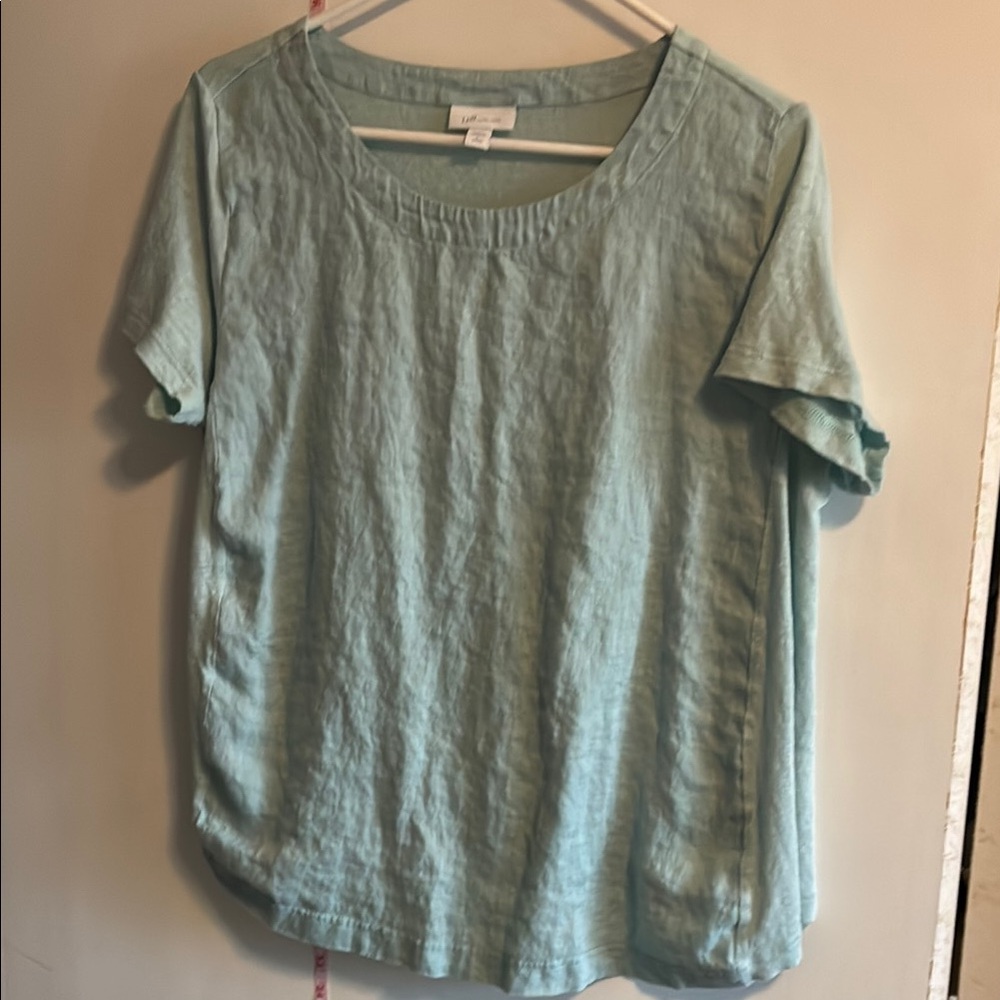 J. Jill Green Relaxed Short Sleeve linen large p
